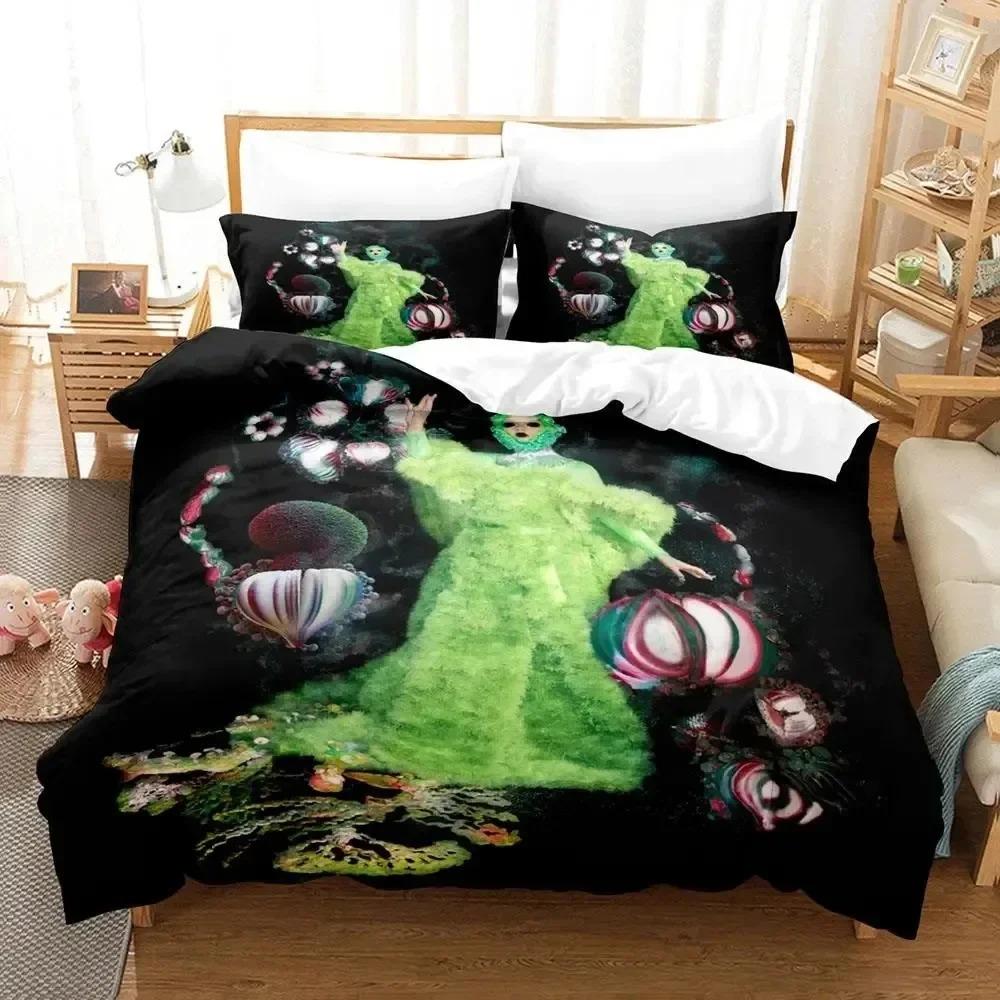 Juego de Cama de la Cantante Bjork Björk Funda Nórdica Juego de Cama Cubre Edredón Funda de Almohada Edredón Tamaño King Queen Niños Adultos Juego de Cama