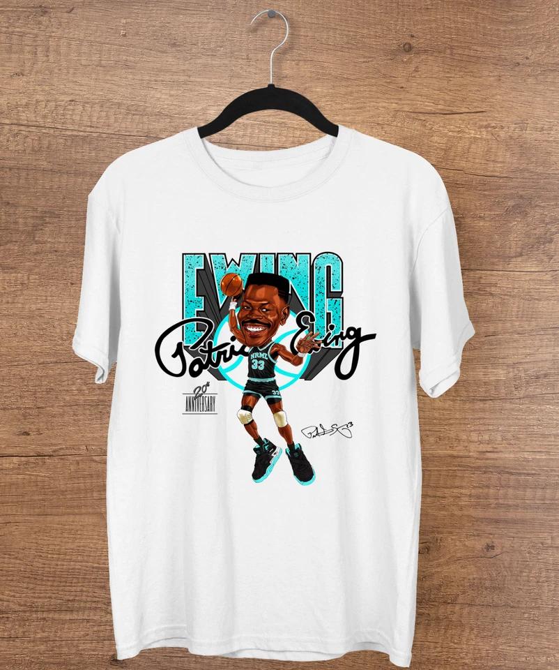 Men s and Women s T-shirts Patrick Ewing Caricature Men White Short Sleeve All Size S to 5XL XS