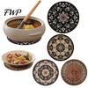 Hitzebeständige Matte Bohemian Hitzeschutz-Tischsets für Tisch Fleckenabweisend Runde Gummi-Rutschfeste Wiederverwendbare Platzdeckchen Untersetzer Vintage Küche