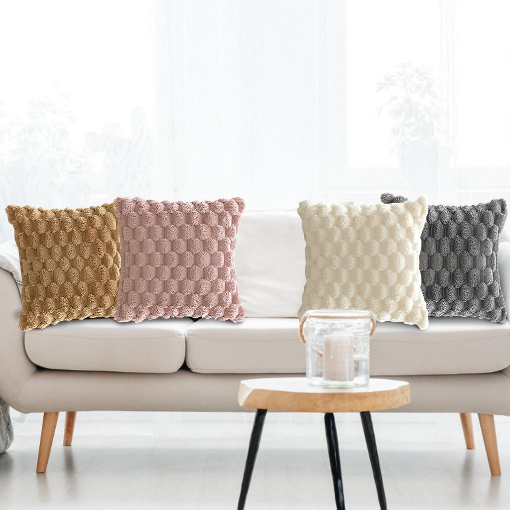 Plush Pillowcase Solid Color Turtle Back Velvet Three-dimensional Sofa Pillowcase Model Room Bedroom Decoration Pillow