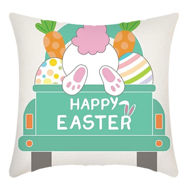 New Easter Pillowcase Cute Rabbit Short Plush Linen Cushion Pillowcase