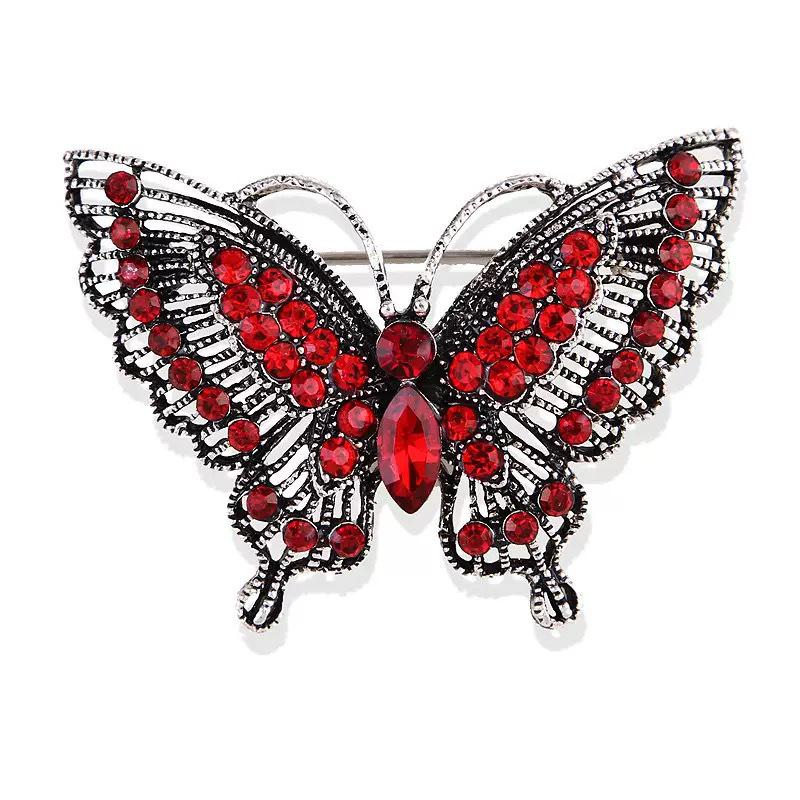 Broche Papillon Vintage Européen-Américain avec Strass: Broche revers à la mode avec design d'insecte en alliage