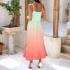 Women's Long Beach Casual Elegant Spaghetti Strap Maxi Dress Gradient Color Low-key Flowing Bohemian Dress