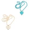Women's Vintage Turquoise Beaded Necklace Heart Pendant Ethnic Style Neckchain Bohemian Long Sweater Chain Jewelry