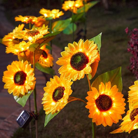 Solar-Gartenlicht, Wasserdichtes Automatisches Ein/Aus-Design, Sonnenblumenförmige Gartenlampen für Hof Terrasse