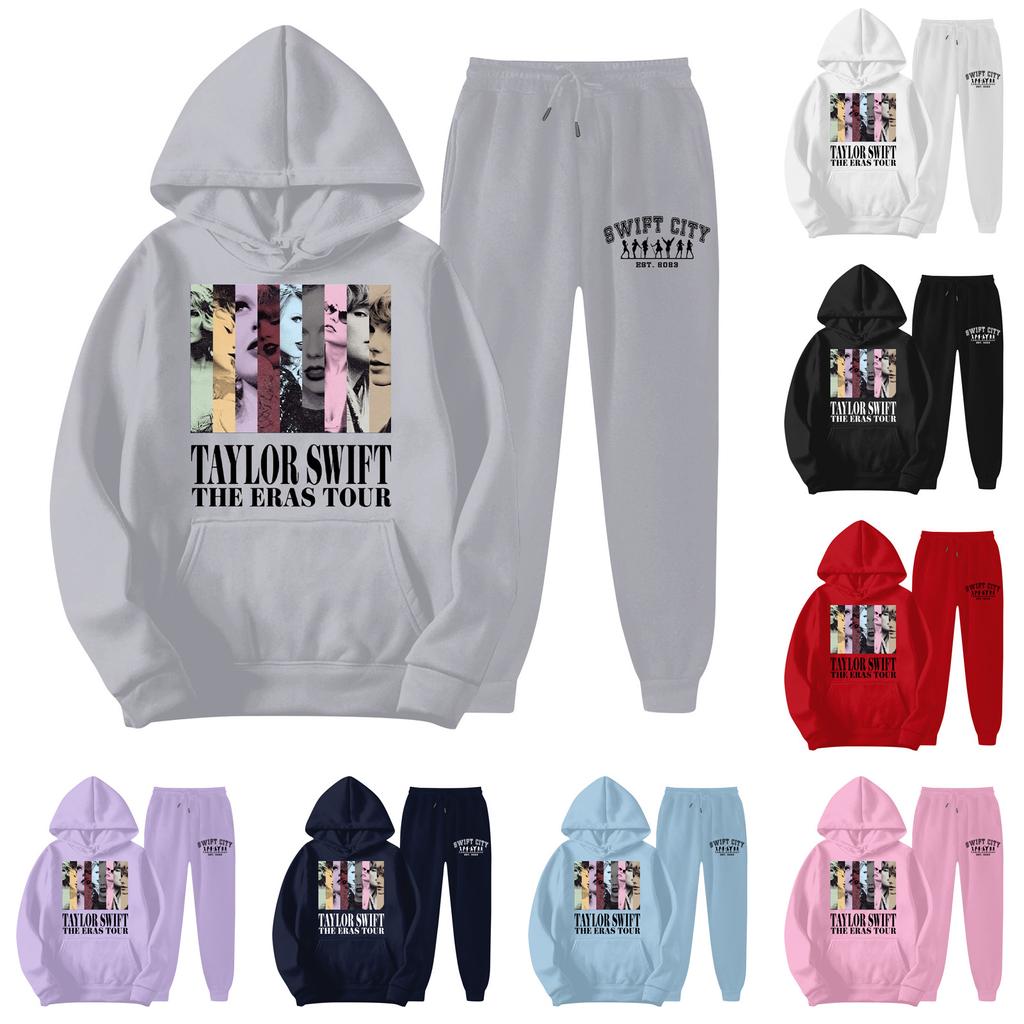 Mens Hooded Sports Tracksuit Unisex Two-Piece Running Outfits Long Sleeve Pullover Hoodies Sweatshirt+Sweatpants Set