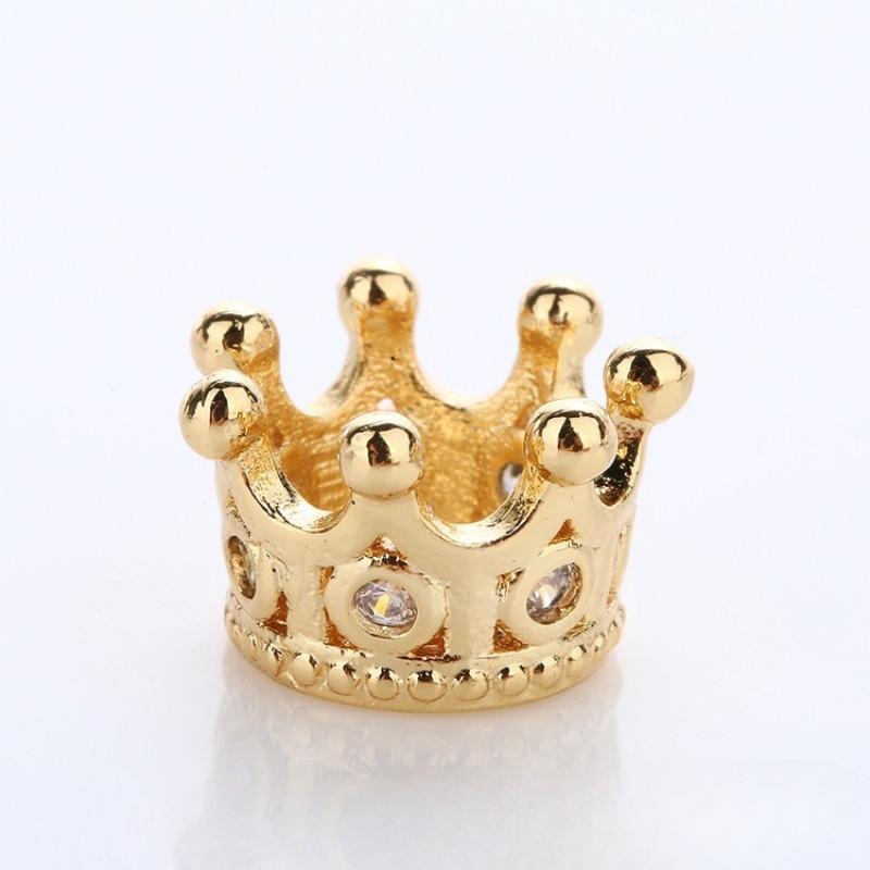 10 Pcs/lot Micro Inlaid Crown Spacer Charms Zircon Accessories Bracelet Hand Chain Necklace DIY Beads for Jewelry Making