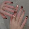 **Star Amber Cat Eye Nails: Handmade Golden Brown Glass Bead with Polka Dots for Autumn/Winter**