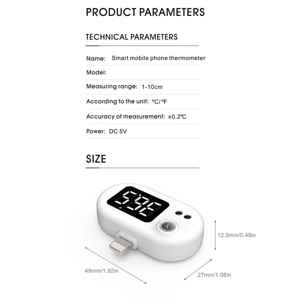 Phone Thermometer Accurate Measurement Portable USB Smart Thermometer Sensor for Phone Thermometer Portable Mobile Thermometer