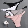 FINETOO 3PCS/Set Cotton Thongs Women Underpants Female Sexy Panty  Women's Briefs Underwear Solid Color Intimate Lingerie