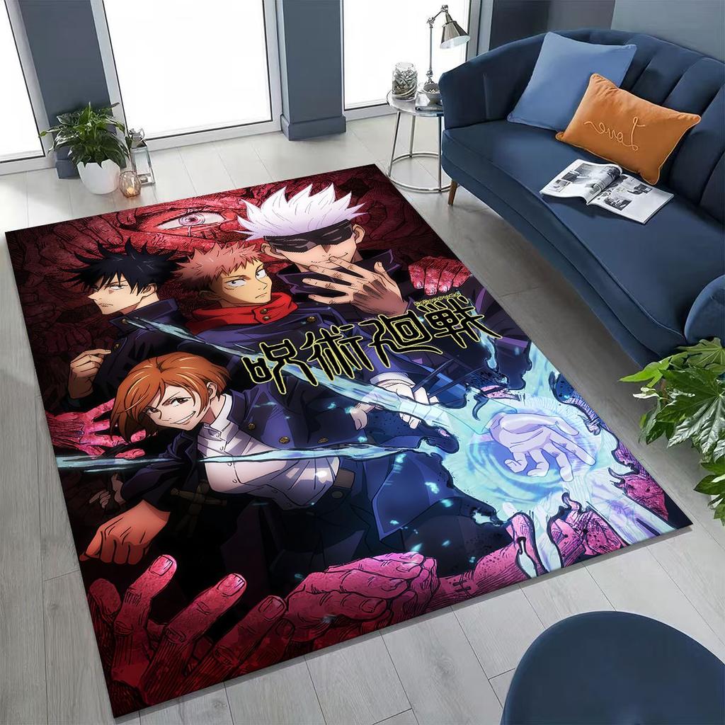 Anime Jujutsu Kaisen Yuji Satoru Kreskówkowy Dywanik do Sypialni Salonu Sofy Dekoracja Domu Wycieraczka, Duża Mata Podłogowa Antypoślizgowa do Zabawy dla Dzieci