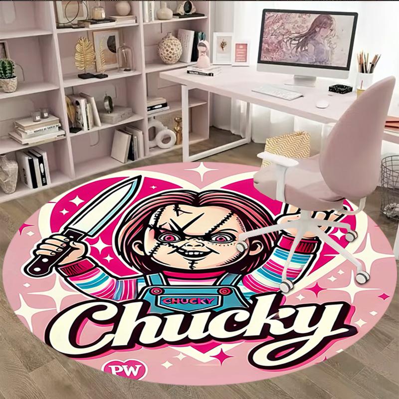 1pc Chucky3 Print Round Carpet Chair Round Carpet Suitable for Bedroom Living Room Home Decorative Carpet