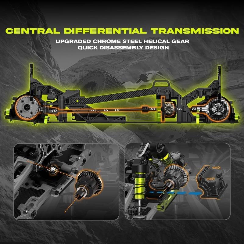 

Mini 1:10 Carbon Fiber RC Car Roller For Adults, 4X4 Off-Road RC Truck With Central Differential Transmission Structure