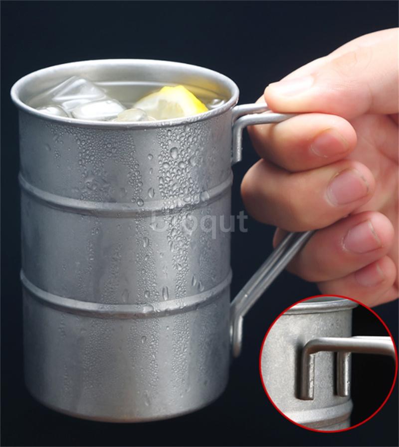 Retro Industrial Style Stainless Steel Beer Mug 304 Vintage Cold Drink coffee wine Cup Outdoor Camping High Aesthetic Design