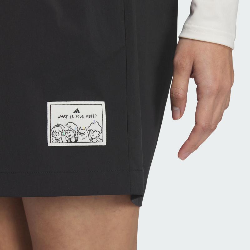 Adidas Graphic Woven Shorts With Anime Print Women Shorts Black JN6665