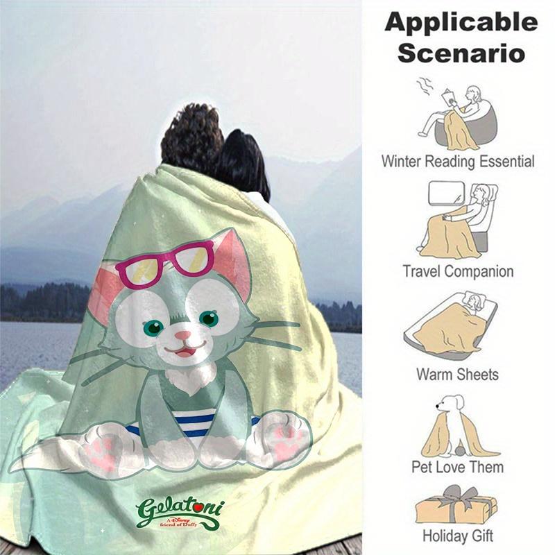 1pc, Gelatoni (2) Home Decor Flannel Blanket Perfect Gift for Bedroom, Living Room, Travel, Camping, Car