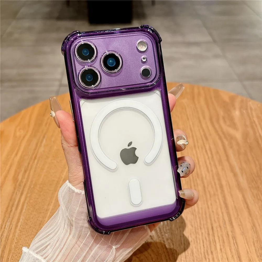 New Magnetic Wireless Charge For Magsafe Case for iPhone 17 16 15 14 13 12 11 Pro Max Plus Air Shockproof Transparent Cover