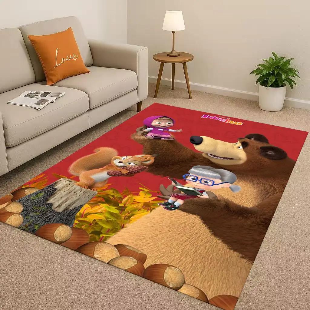 New Cartoon M-Masha And B-Bear Christmas Gift Living Room Non-Slip Area Rug Carpet For Bedroom Playroom Sofa,Home Decor Doormat
