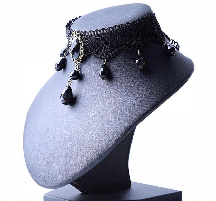 Gotycki Naszyjnik Czarna Koronka Styl Punk Damski Boho Folk Choker Retro