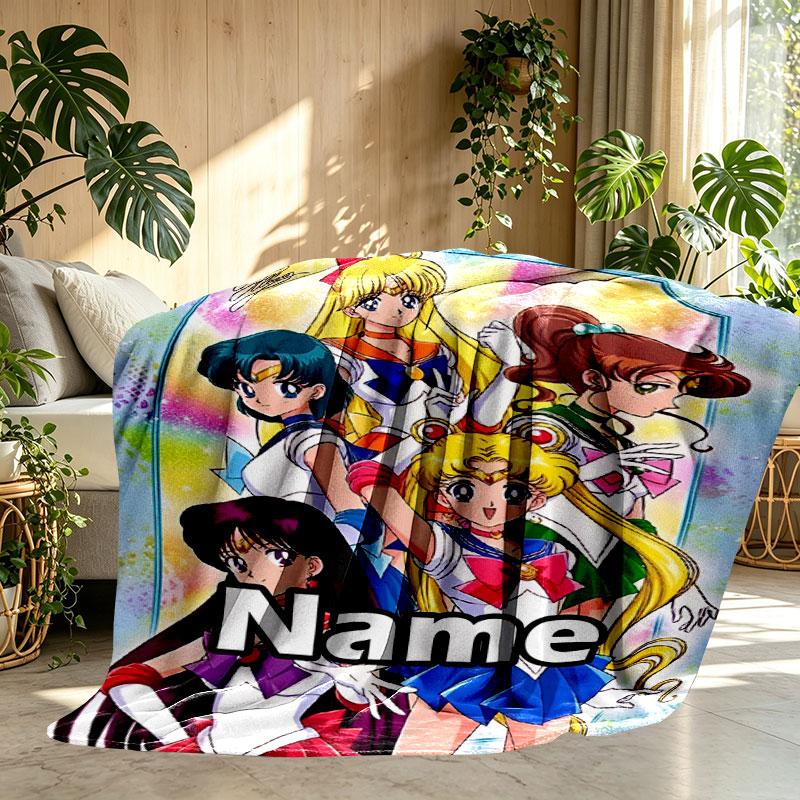 Custom Name Personalized Sailor Moon Print Blanket, Home Decor, Bedroom, Sofa, Camping, Couch, Gifts for Birthday Christmas
