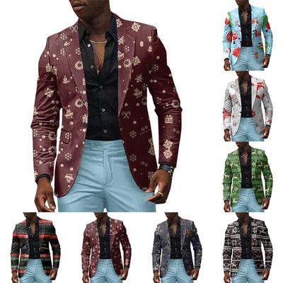 Unisex zimní vánoční potisky bundy k obleku Unisex ležérní módní bundy na knoflíky