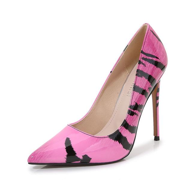 Nightclub High Heels Shoes Women Stiletto Pumps Pointed Toe Printed Patent Leather Shoes Designer Dress Banquet Party Shoes