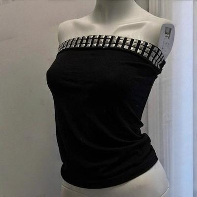 European and American Dark Hot Stamping Print Retro Strapless Vest, Personalized, Simple and Casual Women's Clothing