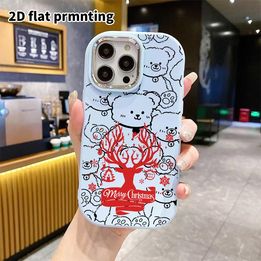 Phone Case: 2D Flat Design Suitable for iPhone 18 17 16 15 14 13 Pro Cases, Couple Style, Red-tone Christmas, Christmas and Halloween Gifts