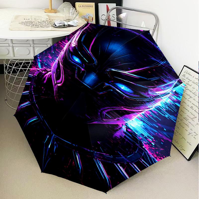 Black Panther Flight Umbrella Folding Umbrella, Automatic Umbrella 8-Frame for Travel, Camping Use Gift for Halloween Christmas