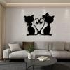 Retro Style Cat Wall Art Metal Iron Heart Silhouette Wall Decoration Home Gift for Cat Lovers Powder Coated Fashionable