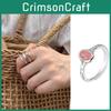Charming Geometric Design Pink Strawberry Quartz Ring For Women Stylish Adjustable Fingerwear