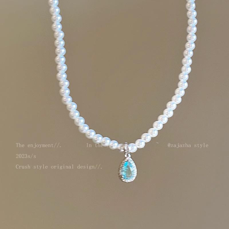 Angel's Tears~ Water Drop Pearl Clavicle Chain Women's Light Luxury Niche Design Temperament Neck Chain New High-end Necklace