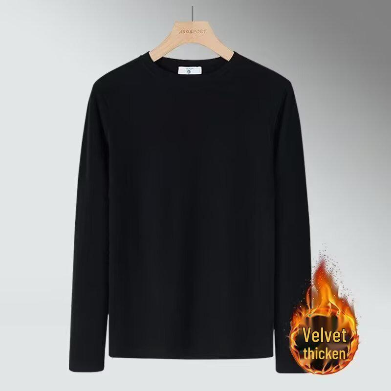 

Men s Double-Sided Velvet Thermal Shirt - Autumn/Winter 2025 Solid Color Base Layer L