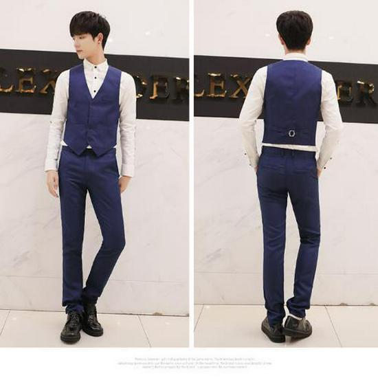 Men's Korean Style Slim Suit Vest - Business Casual for Spring & Autumn, Professional Groomsmen Dress Vest.