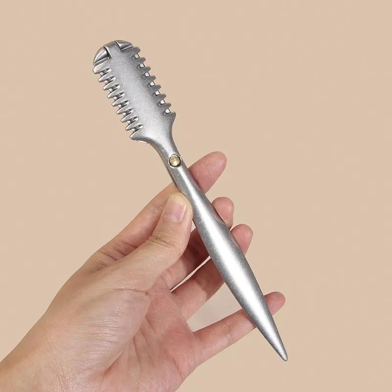 Doppelseitiger Effilierrasierer aus Aluminiumlegierung, manuelles Rasiermesser für Friseursalon, professionelles Haarschneidemesser, Halter für Salonwerkzeuge