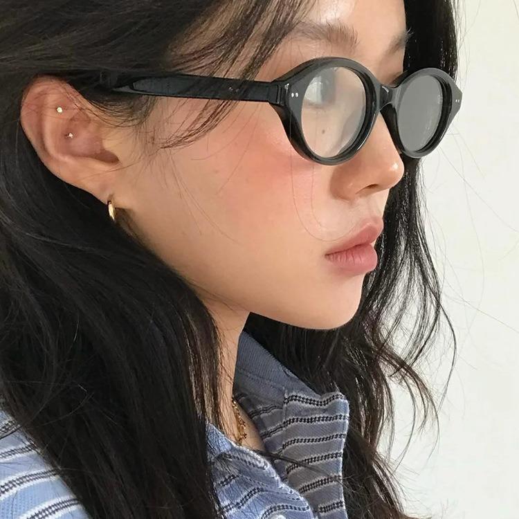 Black Frame Glasses Plain Artifact Temperament Nerd Small Frame Small Face Height Black Frame Female Myopia Can Be Matched