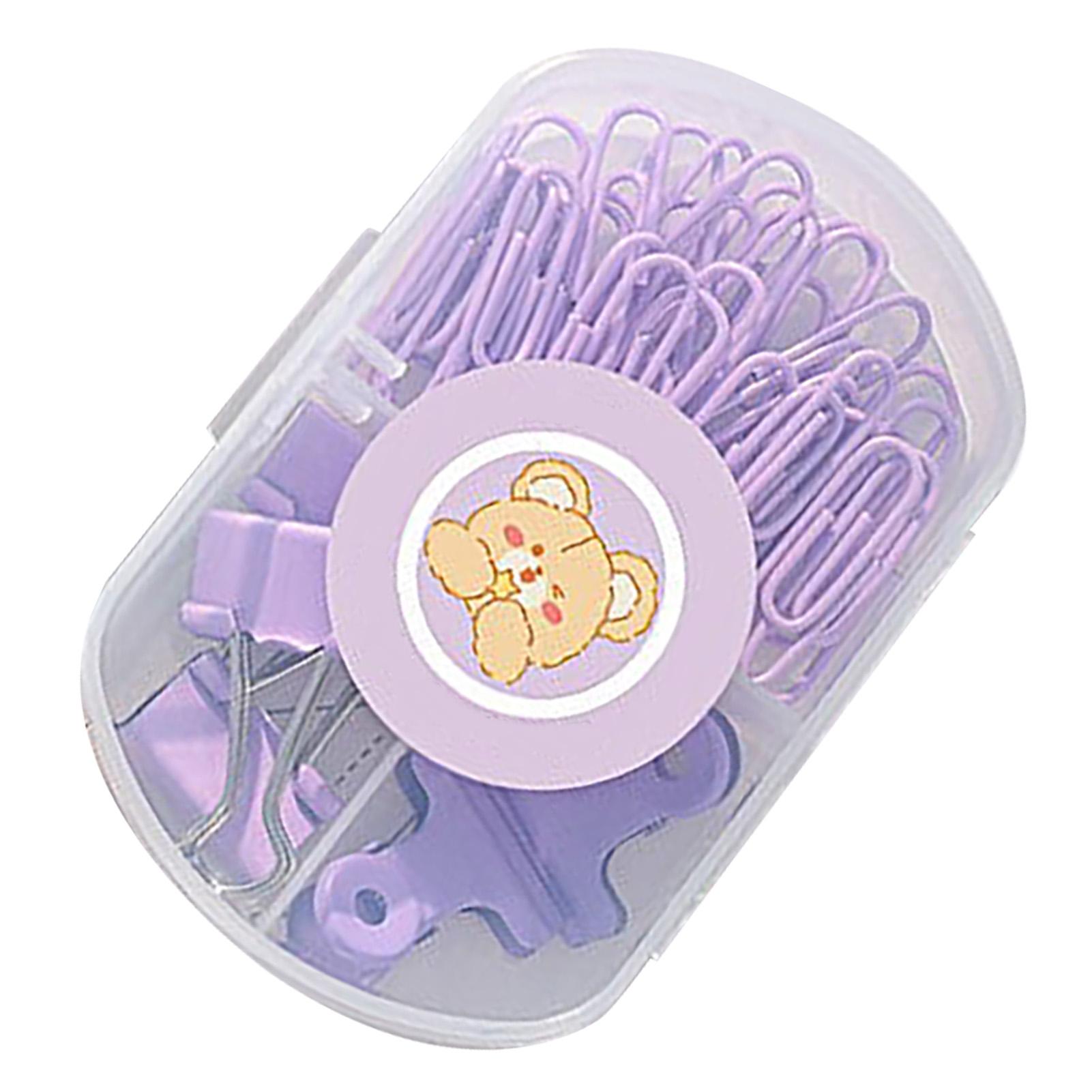 

Paper Clips Set Sturdy Box Packed Light Cute Portable Multi Purpose Office Clips Set for Family School Business Purple фиолетовый