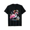 Pirate Flamingo Graphic Tee Men Funny Animal Print Summer Short Sleeve Casual Crewneck T-Shirt