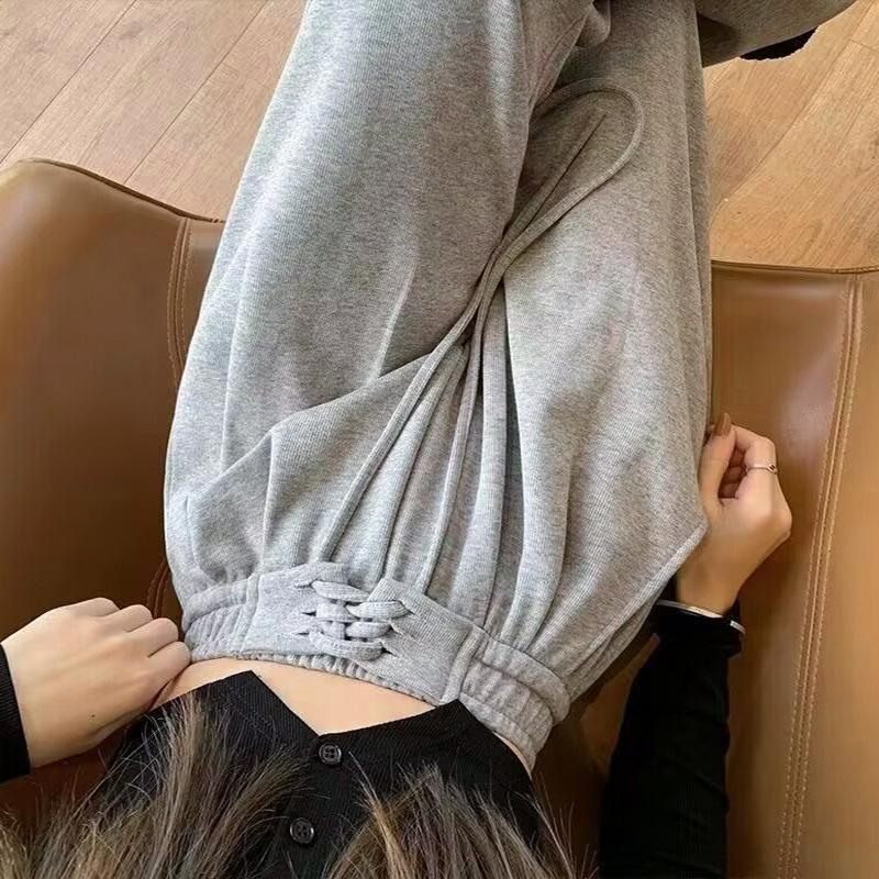 Women's Pant Fashion Solid Color Tie High Waisted Loose Wide Leg Pant