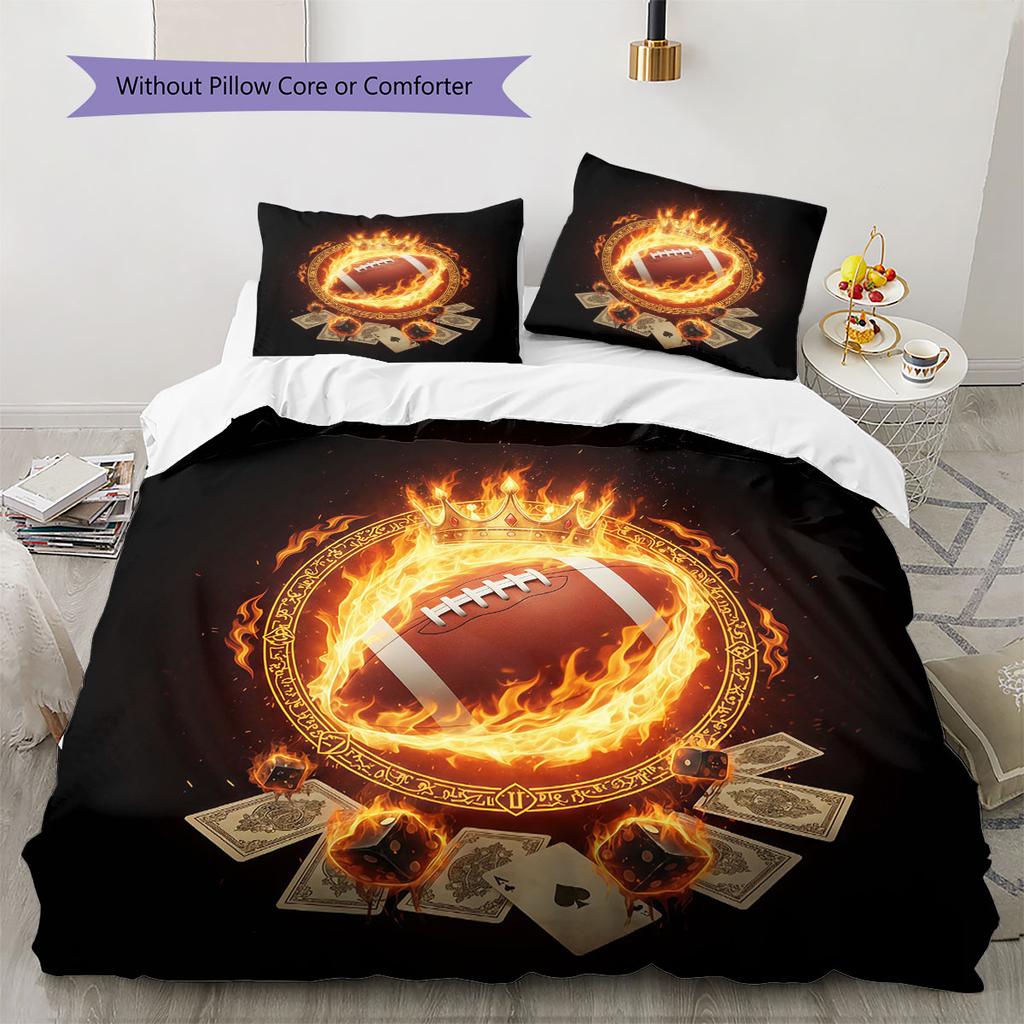 Brennende Kugel Muster Bettwäsche Steppdecke Set Bettbezug Kissenbezug Heimdekoration Geburtstagsgeschenk (1 Bettbezug + 2 Kissenbezüge, ohne Füllung)