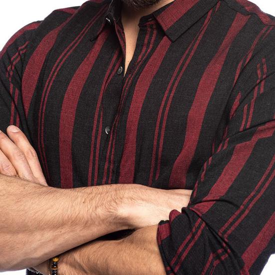 Skjorte for menn Stripete fargematchende turn-down krage Single-breasted cardigan Slim Fit Tynn Myk Pustende Langermet Streetwear Herre-topp