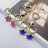 Colorful Glass Diamond Star Earrings: 18K Gold-Plated Stainless Steel, European & American Style