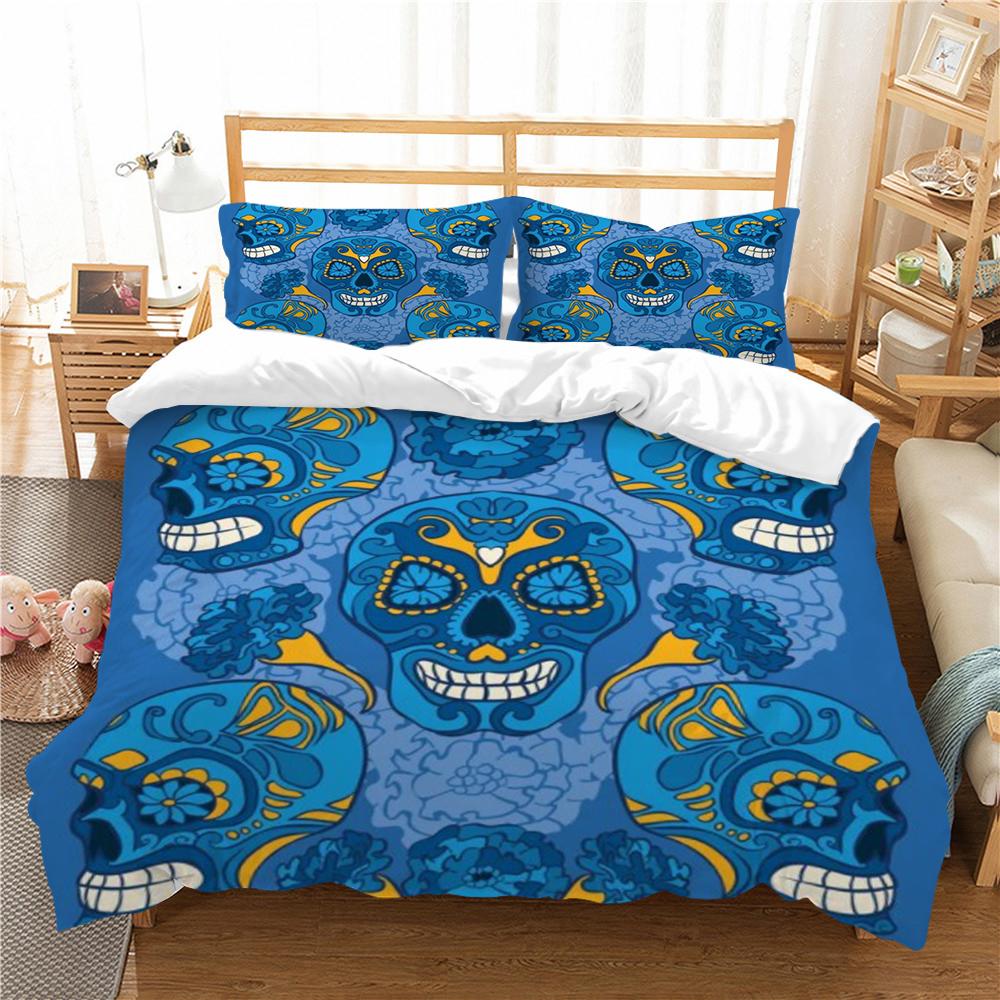 Home Bed Clothes 3D Skull Printing Duvet Cover Set Superior Bedding Cover Suit Single Double Size Bed Set Polyester Pillowcase