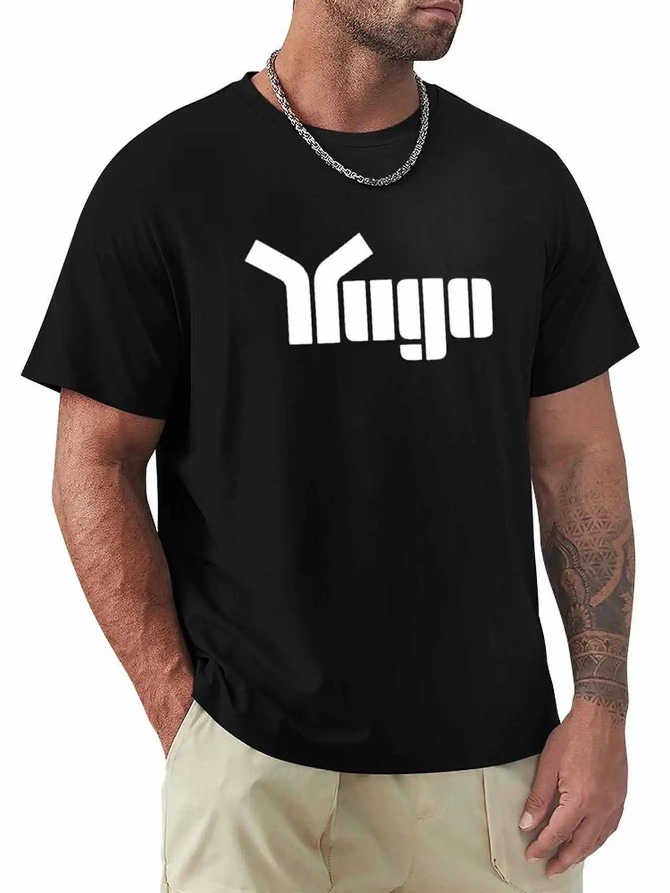 

Yugo Ex Yugoslavia SFRJ Car Auto 45/55 Vintage T-Shirt - Black with White Retro Yugo Logo & Yugoslavian License Plate Print M