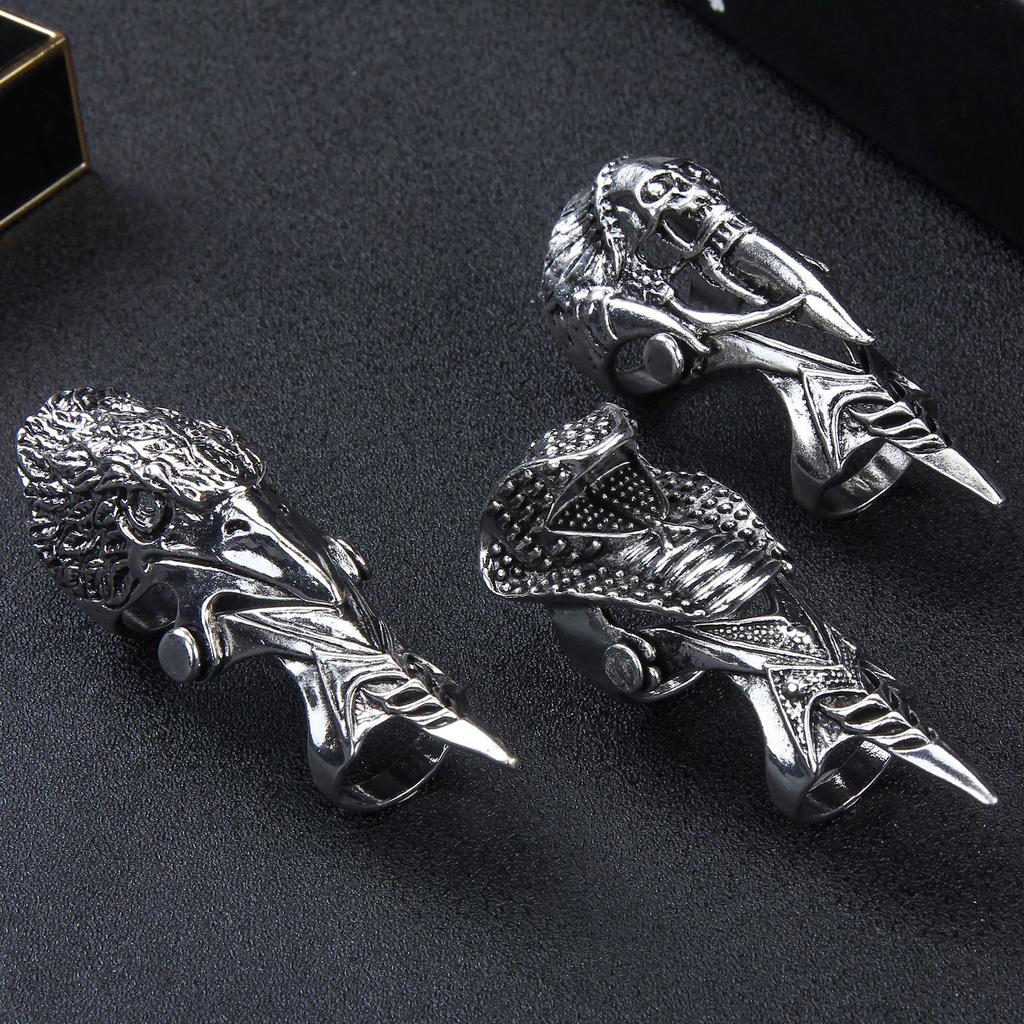 Inele lungi în stil Punk Retro Inel pentru degetele de la mâini în formă de Craniu Rock Dragon