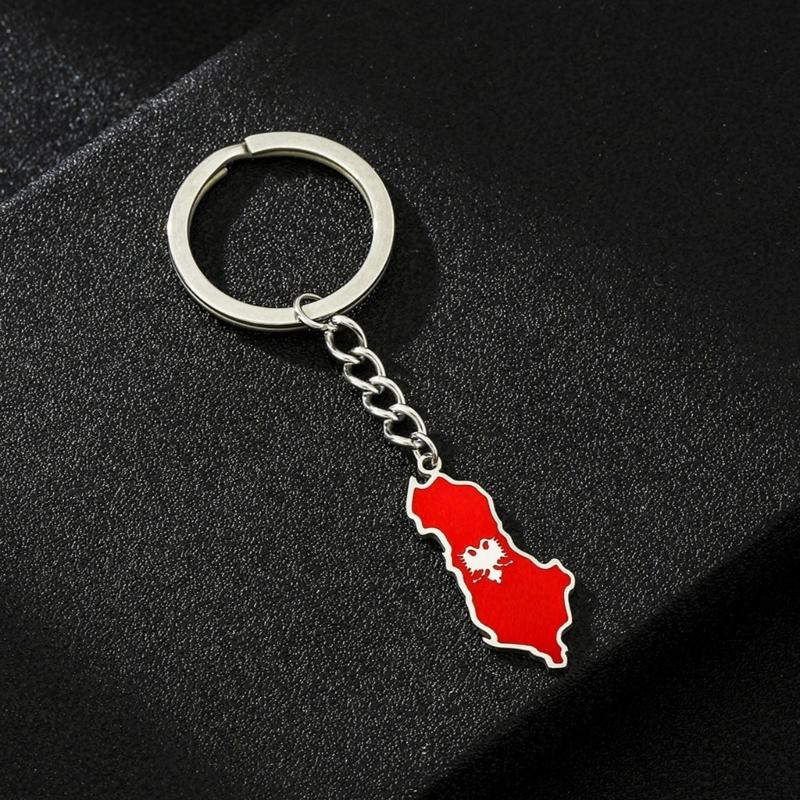 Albania Eagle Map Flag Keychain Ethnic Style Keyrings Jewelry Accessory for Bag