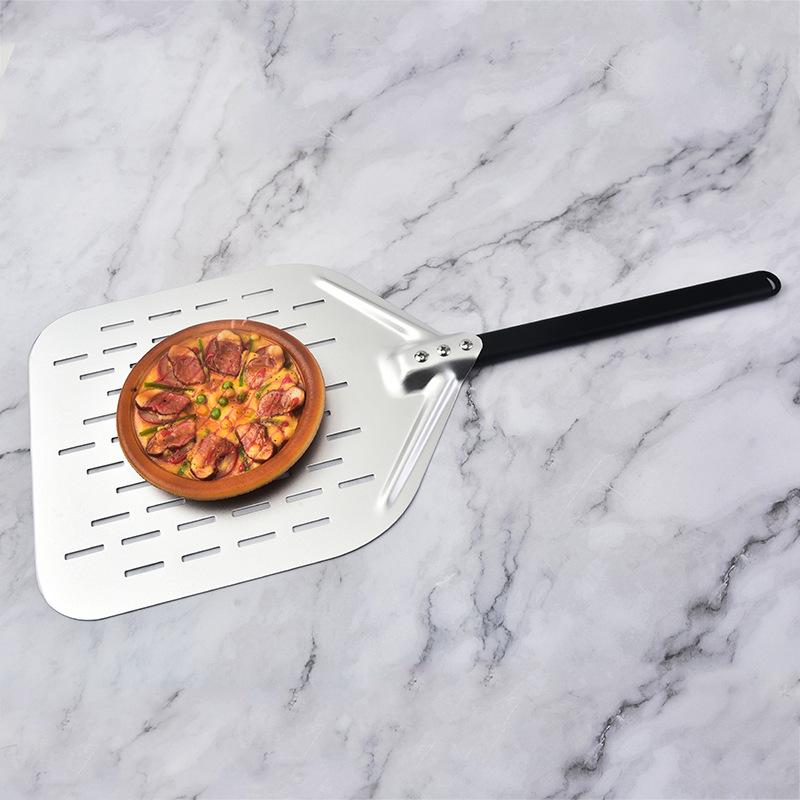 Perforated Long-Handle Pizza Peel and Cake Transfer Shovel