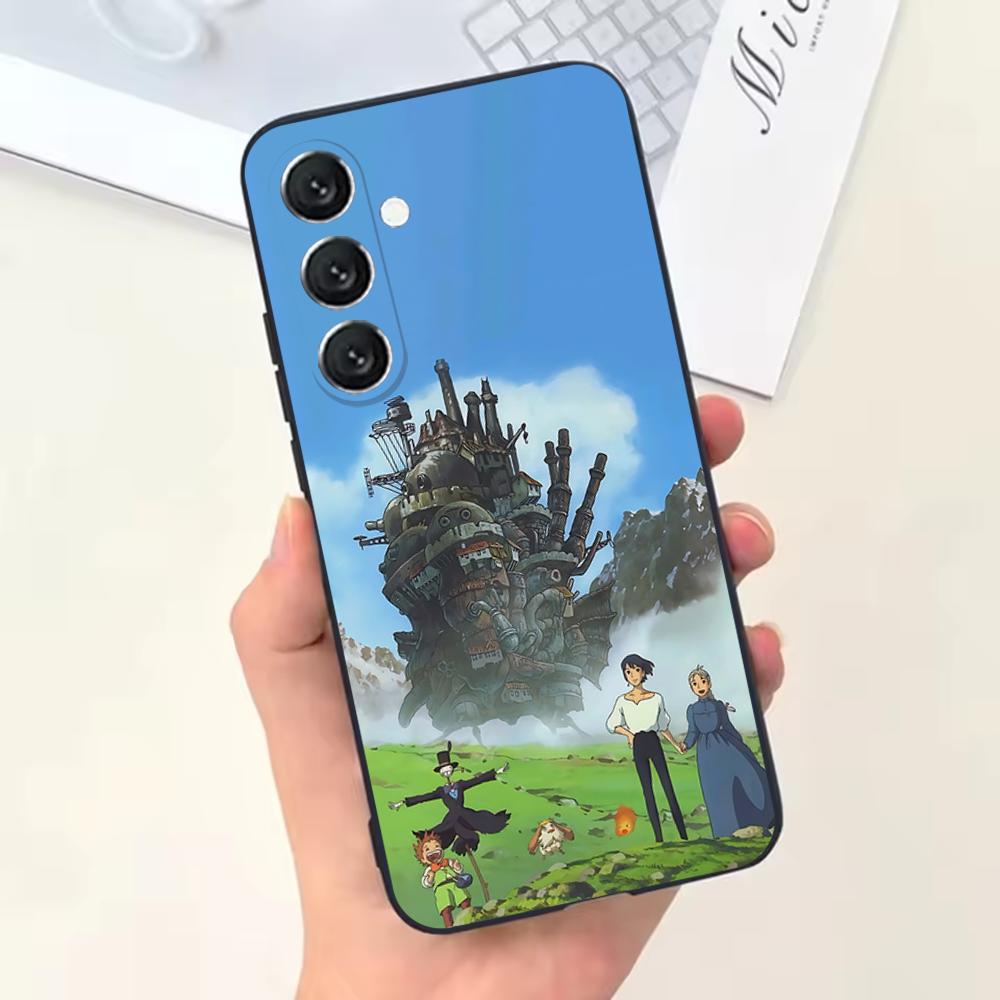 

H-Howls M-Moving C-Castle Чехол для телефона Samsung Galaxy A13,A21s,A22,A31,A32,A52,A53,A71,A80,Мягкий черный корпус Samsung a11