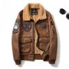 Men's Clothing Plus Size Motorcycle Clothing Fur Integrated American Retro Lapels Fleece-lined Flight Suit Leather Coat