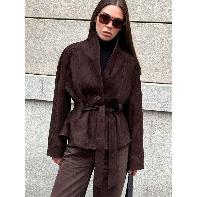 Womens Winter Faux Suede Long Sleeve